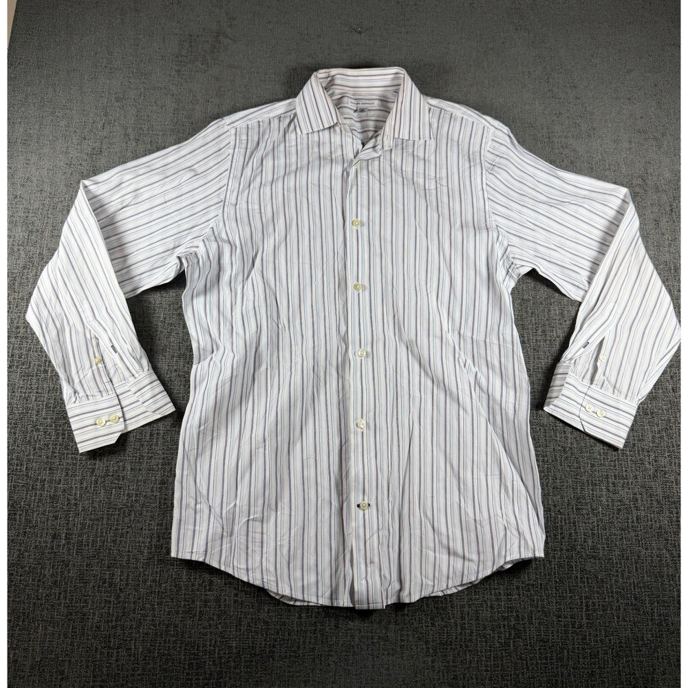 Banana Republic Mens Striped Cotton Button Down Shirt Blue White M 15-15.5